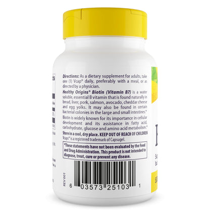 Healthy Origins Biotin 10,000 mcg – USP Grade, Non-GMO, Gluten Free | Hair & Nail Support