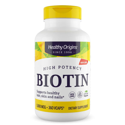 Healthy Origins Biotin 5,000 mcg – 360 Veggie Caps | Hair & Nail Support