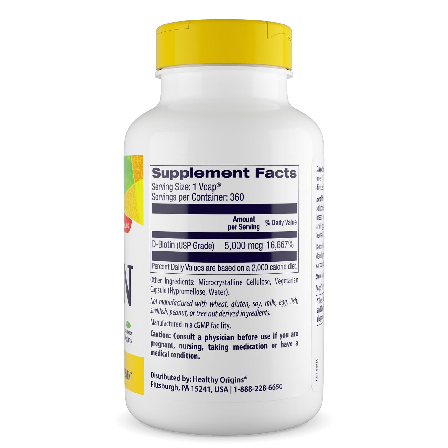 Healthy Origins Biotin 5,000 mcg – 360 Veggie Caps | Hair & Nail Support