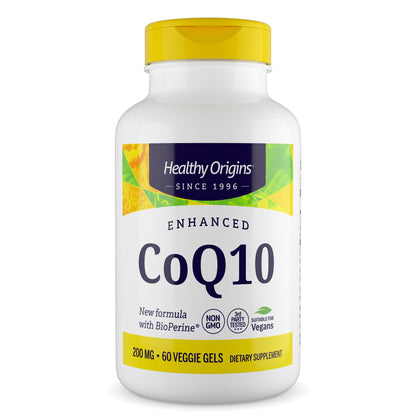 Healthy Origins CoQ10 200 mg with BioPerine® – Heart Health & Energy (60 Veggie Gels, Gluten-Free, Non-GMO)