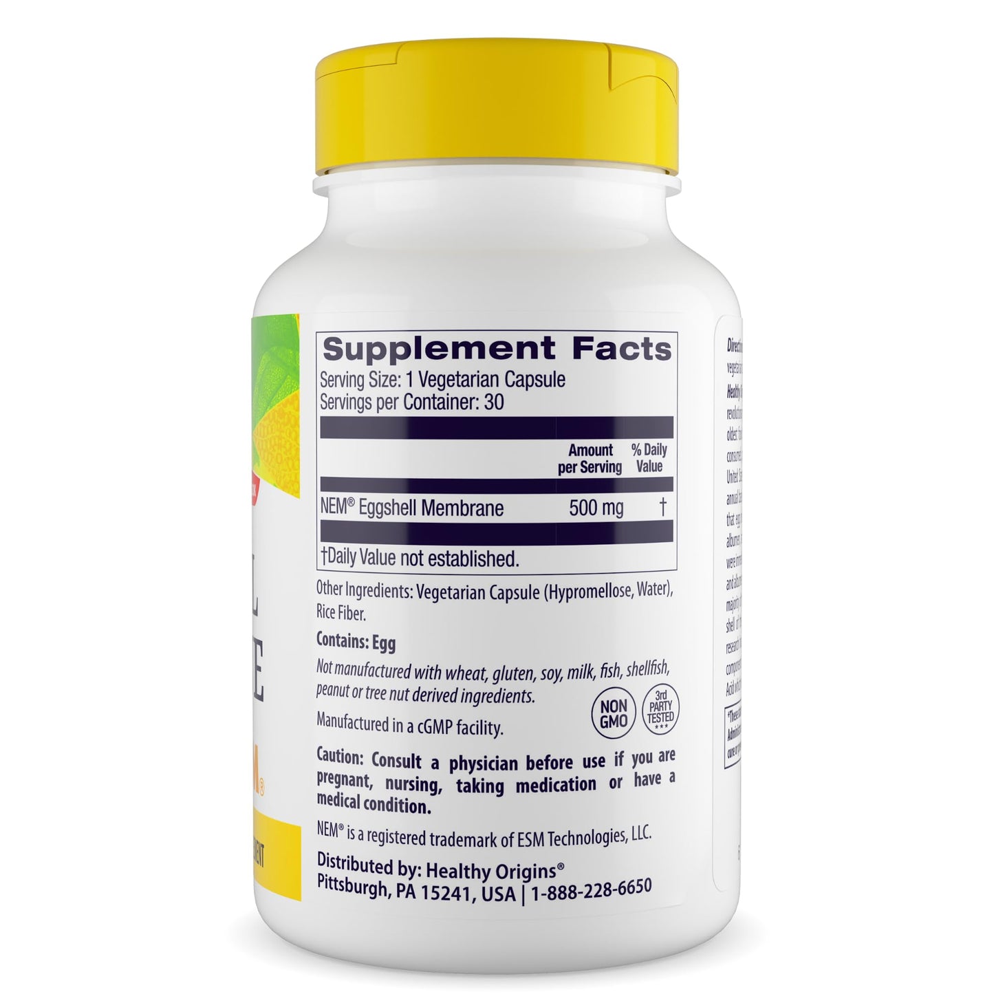 Healthy Origins Eggshell Membrane 500 mg – NEM Joint Support (30 Veggie Caps)