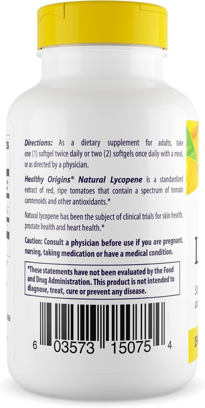 Healthy Origins Lycopene 15 mg – Natural, Non-GMO, Gluten Free | Skin & Prostate Support, 180 Softgels