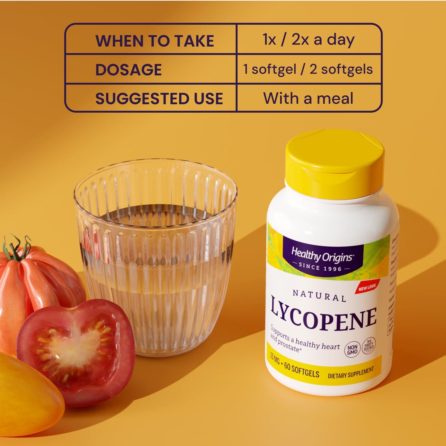 Healthy Origins Lycopene 15 mg – Natural, Non-GMO, Gluten Free | Skin & Prostate Support, 180 Softgels