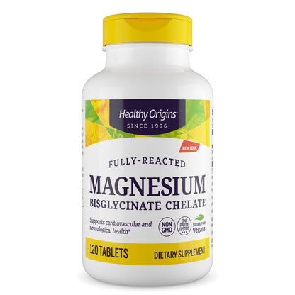 Healthy Origins Magnesium Bisglycinate Chelate - Non-GMO, Gluten Free, Cardiovascular & Bone Support | 120 Tablets