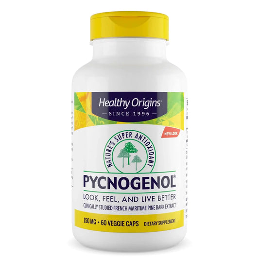 Healthy Origins Pycnogenol 150 mg – French Maritime Pine Bark Extract, Non-GMO, Vegan, 60 Veggie Capsules BritishVita | Premium UK Vitamins & Wellness Supplements