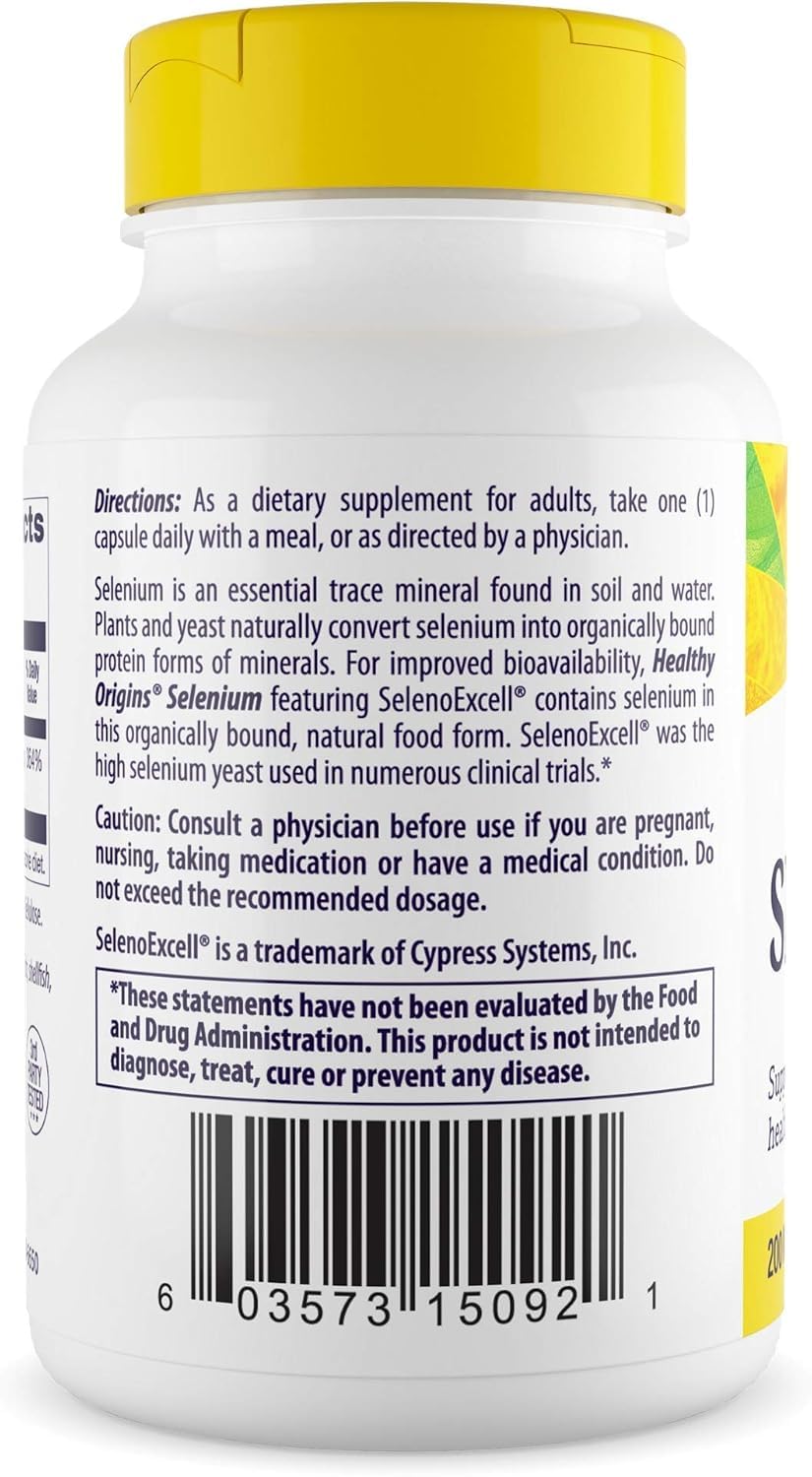 Healthy Origins Selenium 200 mcg | SelenoExcell, Fermented, Non-GMO