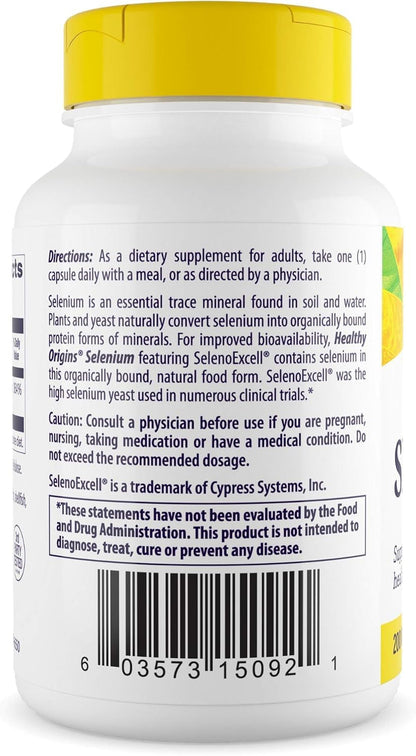 Healthy Origins Selenium 200 mcg | SelenoExcell, Fermented, Non-GMO
