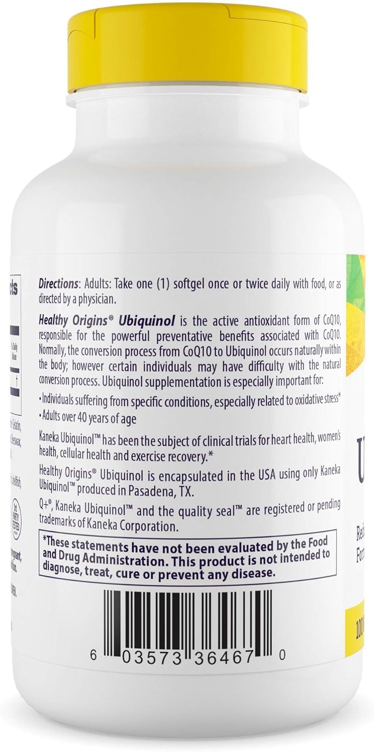 Healthy Origins Ubiquinol 100 mg – Kaneka QH, Non-GMO, Gluten Free, 60 Softgels