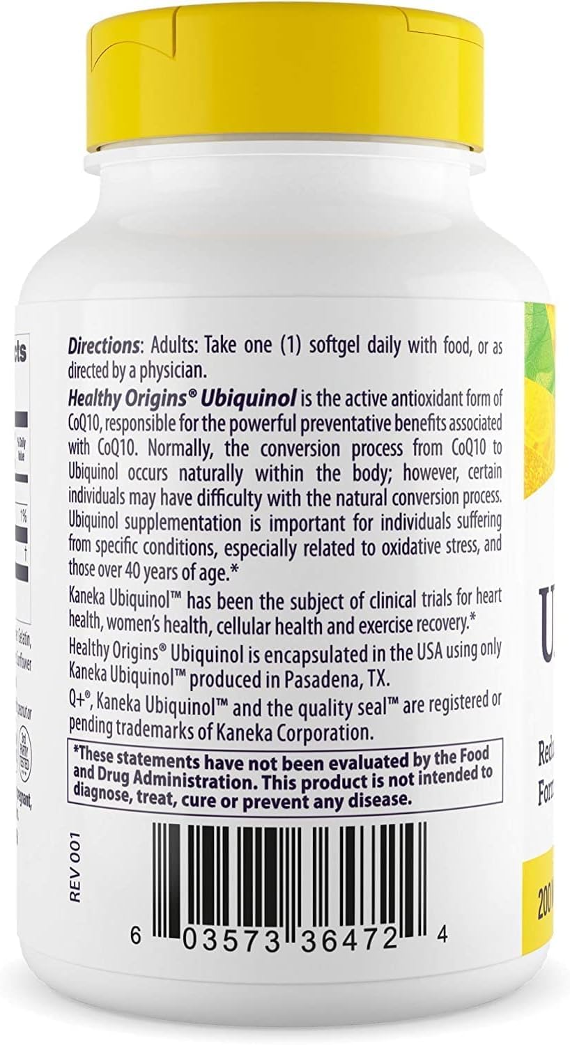 Healthy Origins Ubiquinol 200 mg | CoQ10 for Heart Health & Antioxidant Support | 30 Softgels