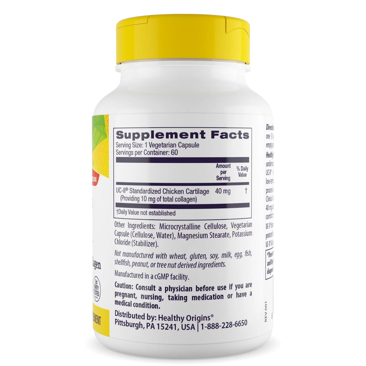 Healthy Origins UC-II 40 mg Undenatured Type II Collagen – Gluten Free, Non-GMO, Joint Support | 60 Veggie Caps