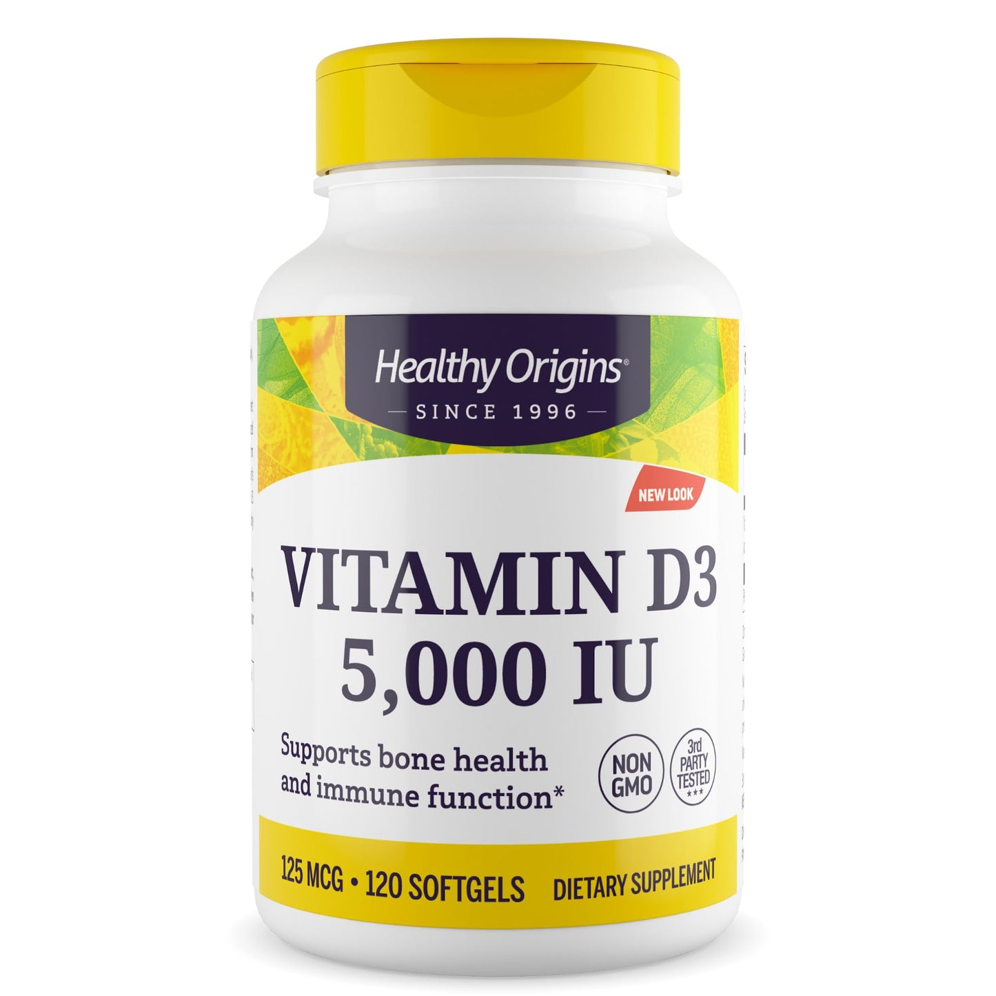 Healthy Origins Vitamin D3 5,000 IU – Non-GMO, Gluten Free, 120 Softgels