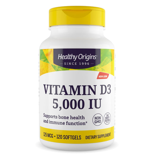 Healthy Origins Vitamin D3 5,000 IU – Non-GMO, Gluten Free, 120 Softgels BritishVita | Premium UK Vitamins & Wellness Supplements