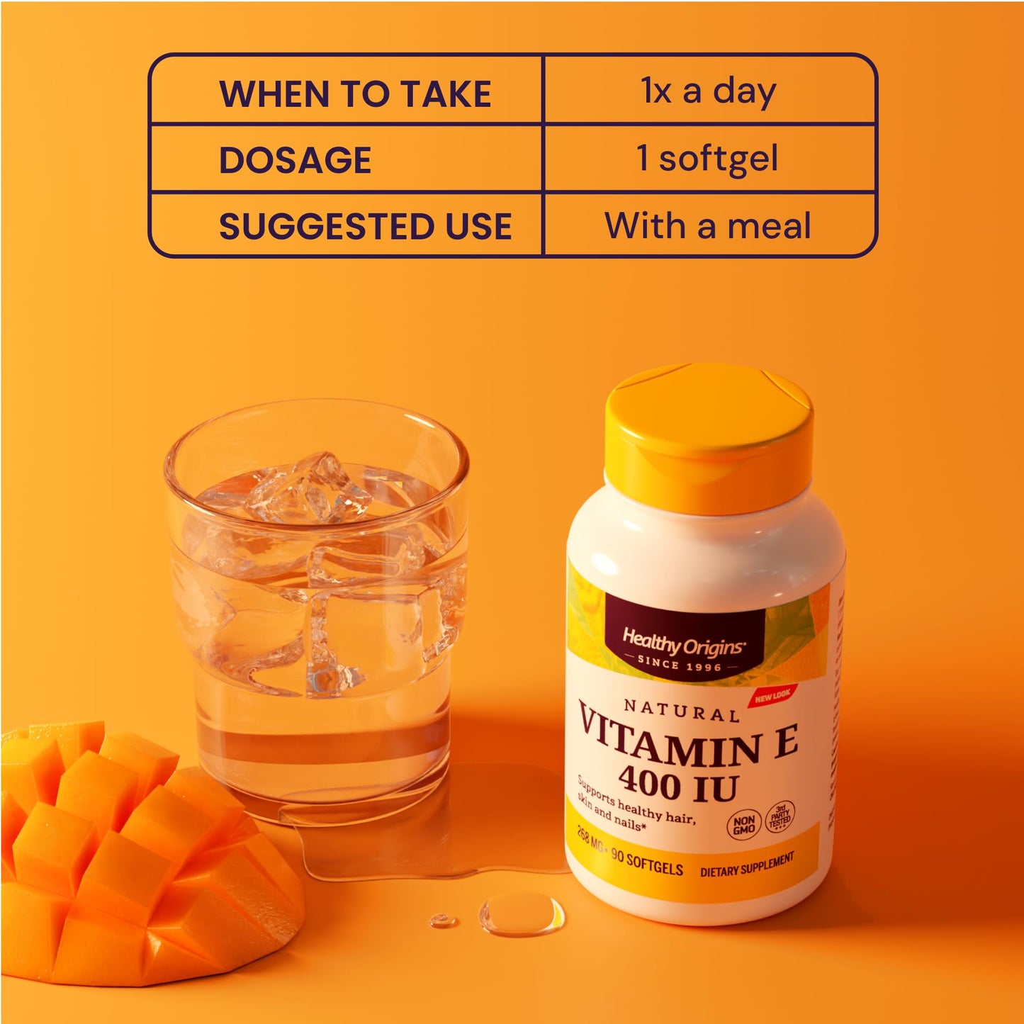 Healthy Origins Vitamin E 400 IU – Natural, Non-GMO, Gluten Free, 90 Softgels