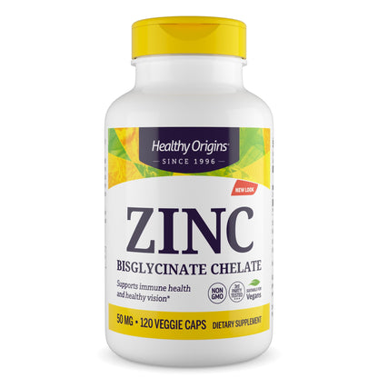 Healthy Origins Zinc Bisglycinate Chelate 50 Mg - Immune Support, 120 Veggie Caps