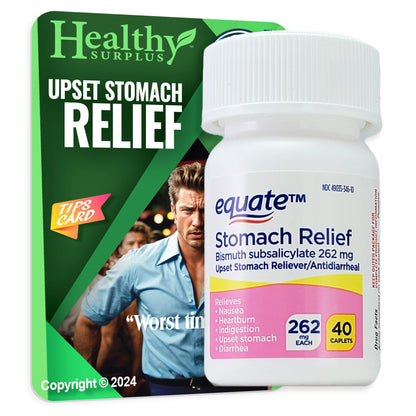 Healthy Surplus Stomach Relief - Bismuth Subsalicylate 262 mg, 40 Caplets