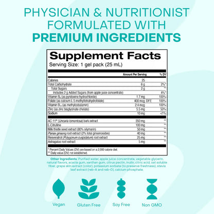 HealthyCell Telomere Length Supplement – AC-11, Astragalus & Resveratrol | 30 Grape Gel Packs BritishVita | Premium UK Vitamins & Wellness Supplements