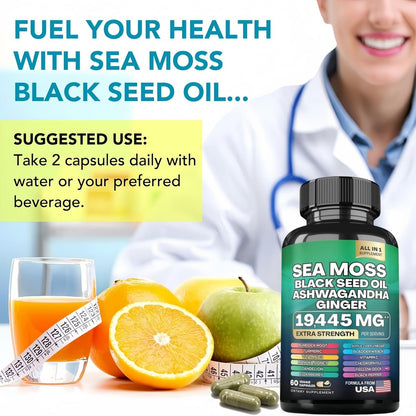 Sea Moss Black Seed Oil Ashwagandha Capsules – Immune Support | HealthyFinds