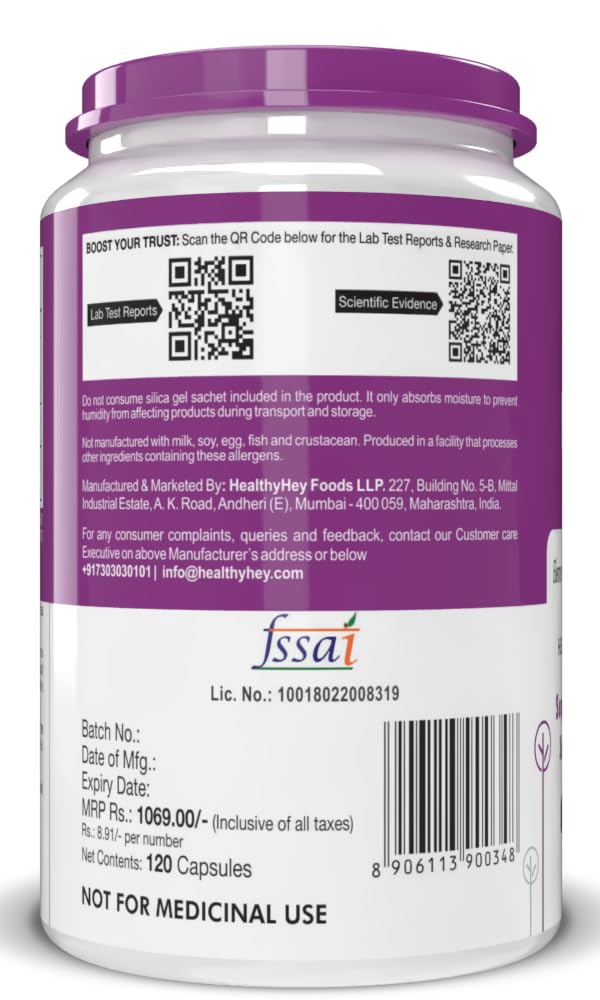 HealthyHey Potassium Citrate 730mg – 120 Vegetable Capsules (Pack of 1)