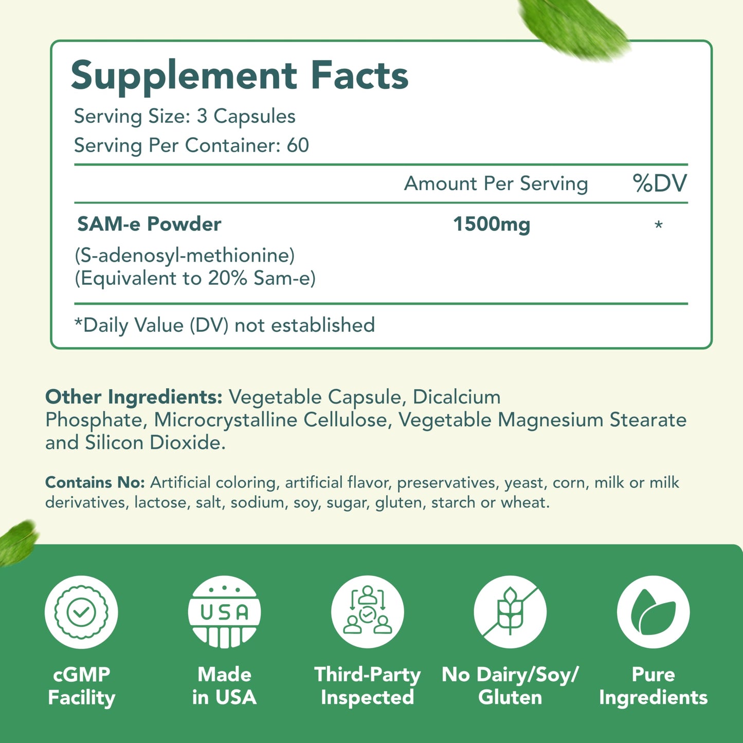 HealthyWayRx 1500mg SAM-e Supplement | High-Strength S-Adenosyl-L-Methionine for Brain, Mood & Liver Support