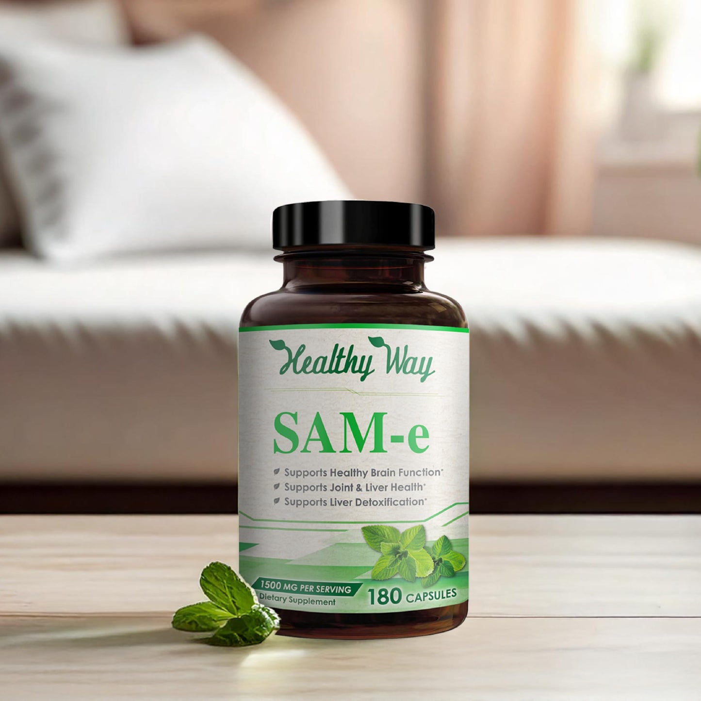 HealthyWayRx 1500mg SAM-e Supplement | High-Strength S-Adenosyl-L-Methionine for Brain, Mood & Liver Support