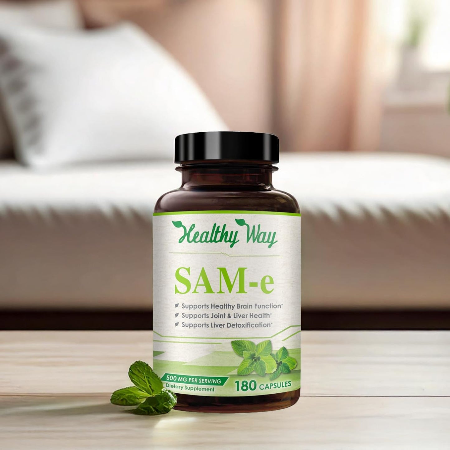 HealthyWayRx 500mg SAM-e Supplement – High Absorption 180 Capsules | Brain, Mood & Liver Support | Non-GMO