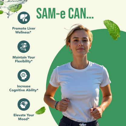 HealthyWayRx 500mg SAM-e Supplement – High Absorption 180 Capsules | Brain, Mood & Liver Support | Non-GMO