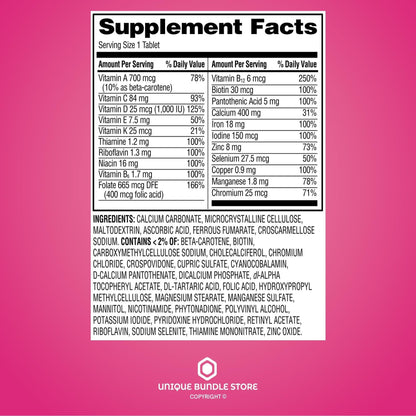 Unique Bundle Store: Women's Multivitamin One Daily – 100 Tablets