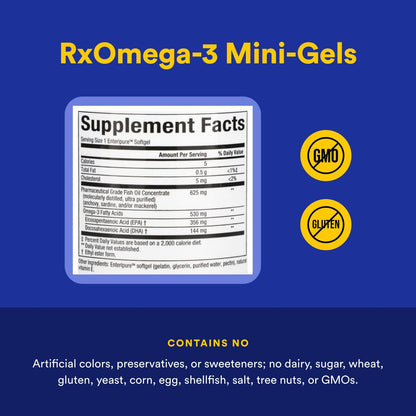 Natural Factors RxOmega-3 Mini-Gels – EPA 350mg, DHA 140mg, 60 Soft Gels | Cardiovascular Support