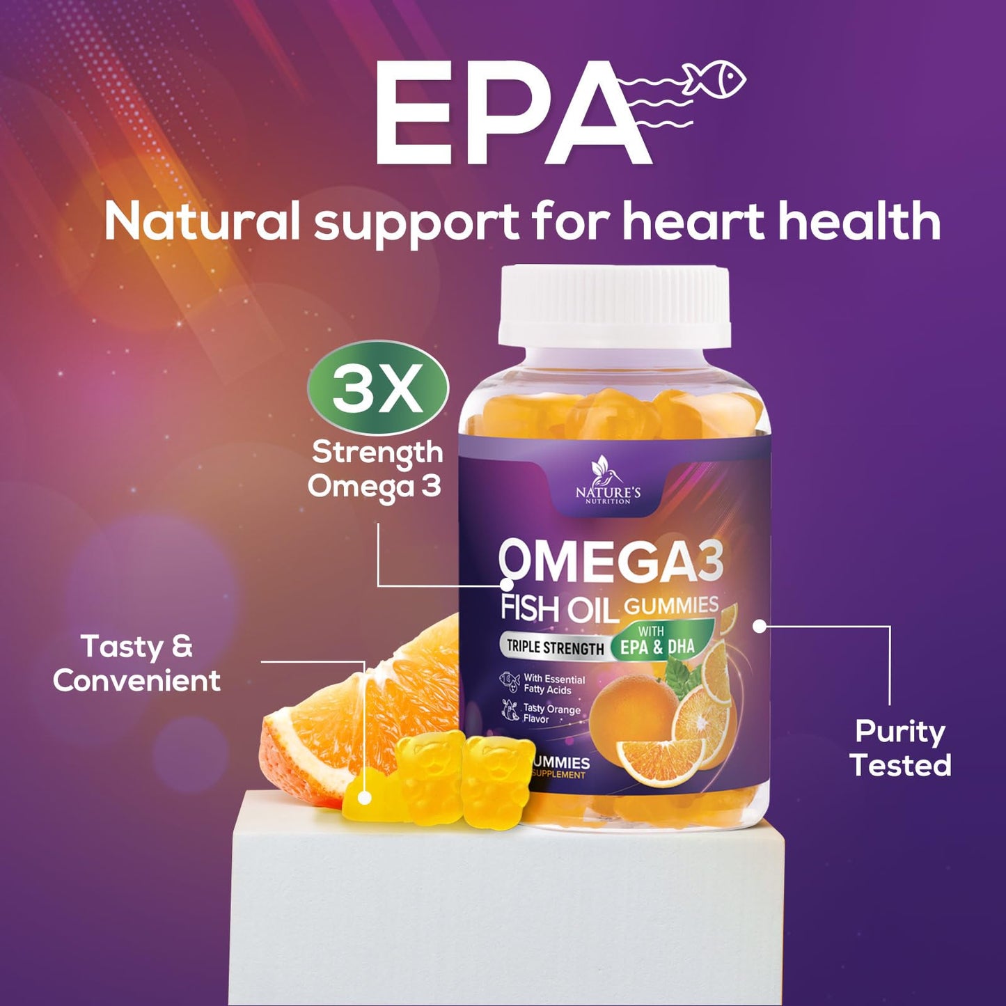 Omega-3 Fish Oil Gummies: DHA & EPA for Heart & Brain (120 Gummies)