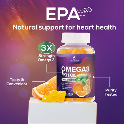 Omega-3 Fish Oil Gummies: DHA & EPA for Heart & Brain (120 Gummies)