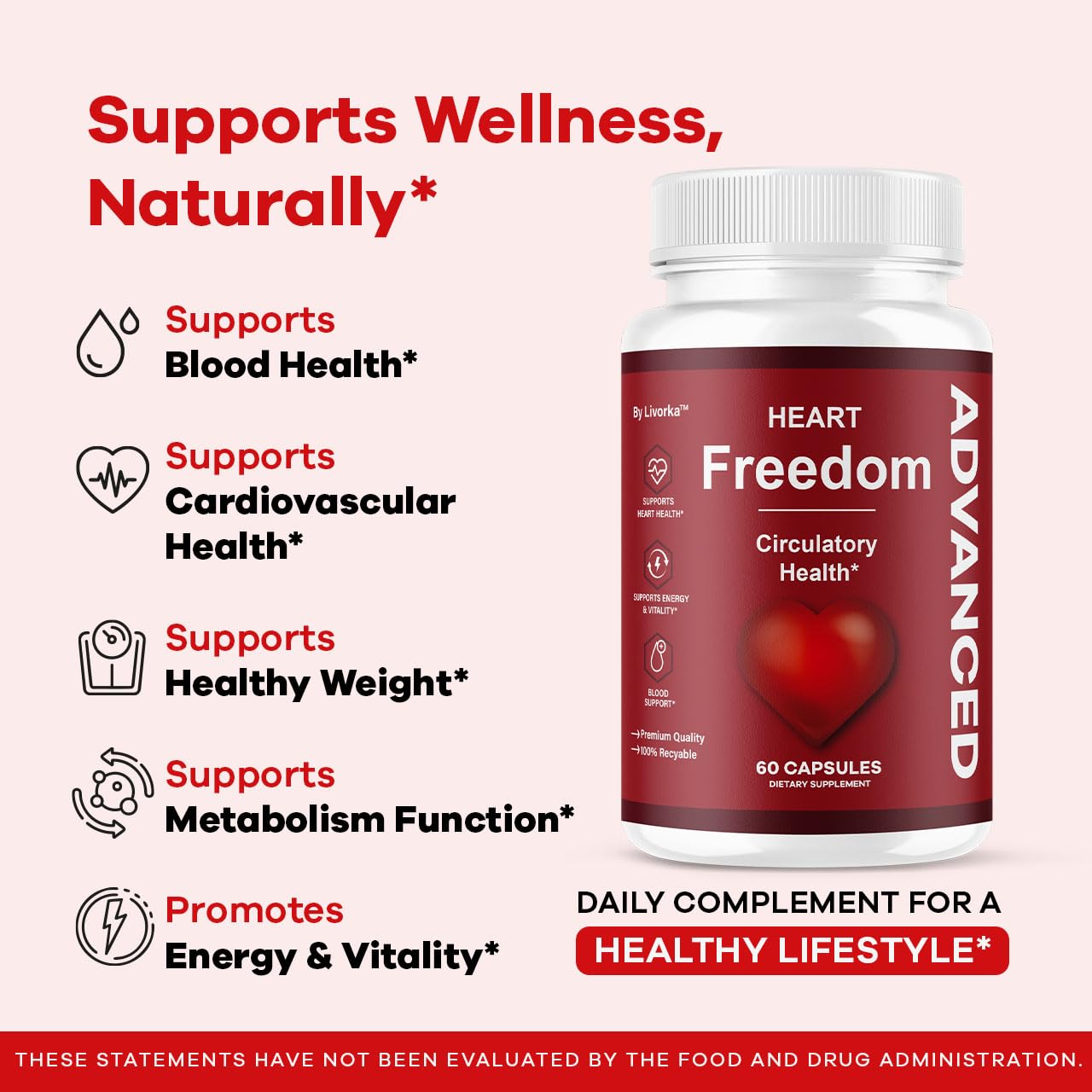 Heart Freedom Capsules - Official HeartFreedom Pills | All-Natural, Maximum Strength (60 Capsules)