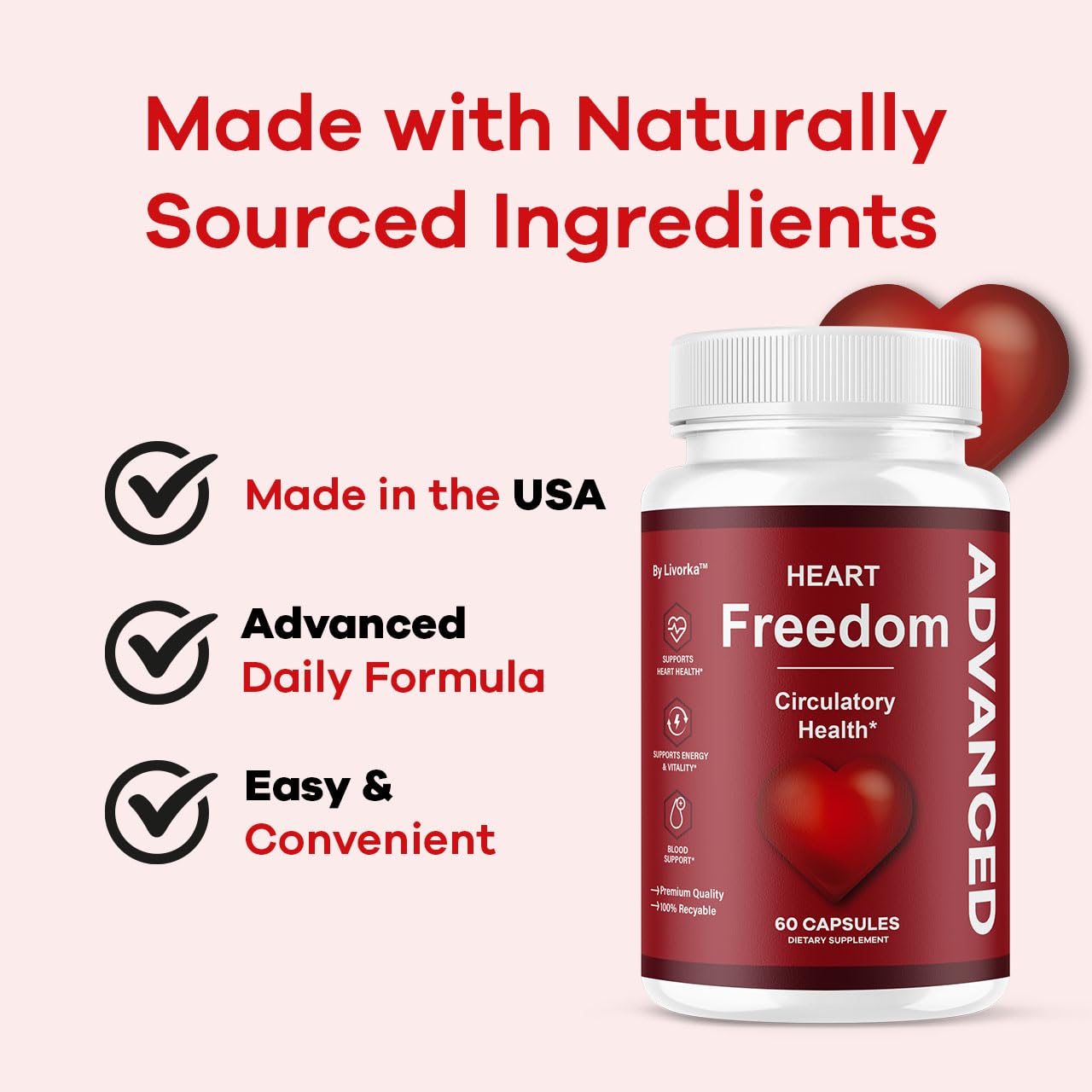 Heart Freedom Capsules - Official HeartFreedom Pills | All-Natural, Maximum Strength (60 Capsules)