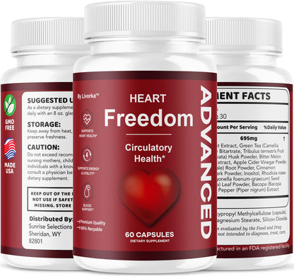 Heart Freedom Capsules - Official HeartFreedom Pills | All-Natural, Maximum Strength (60 Capsules)
