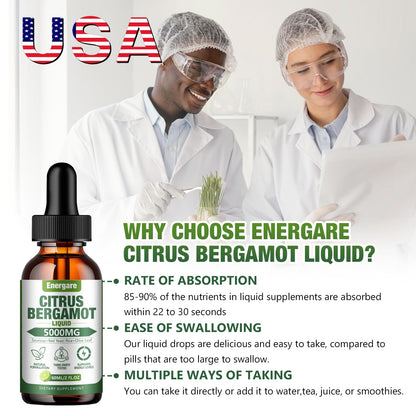 1 Pack 5000MG Citrus Bergamot Liquid Drops – High Cholesterol Support (2 oz) with Soursop & Olive Leaf