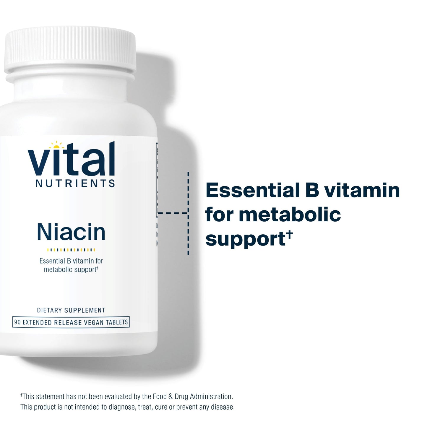 Vital Nutrients Niacin 500mg | Timed-Release Niacin for Heart Health | Non-GMO | Gluten Free | 90 Tablets