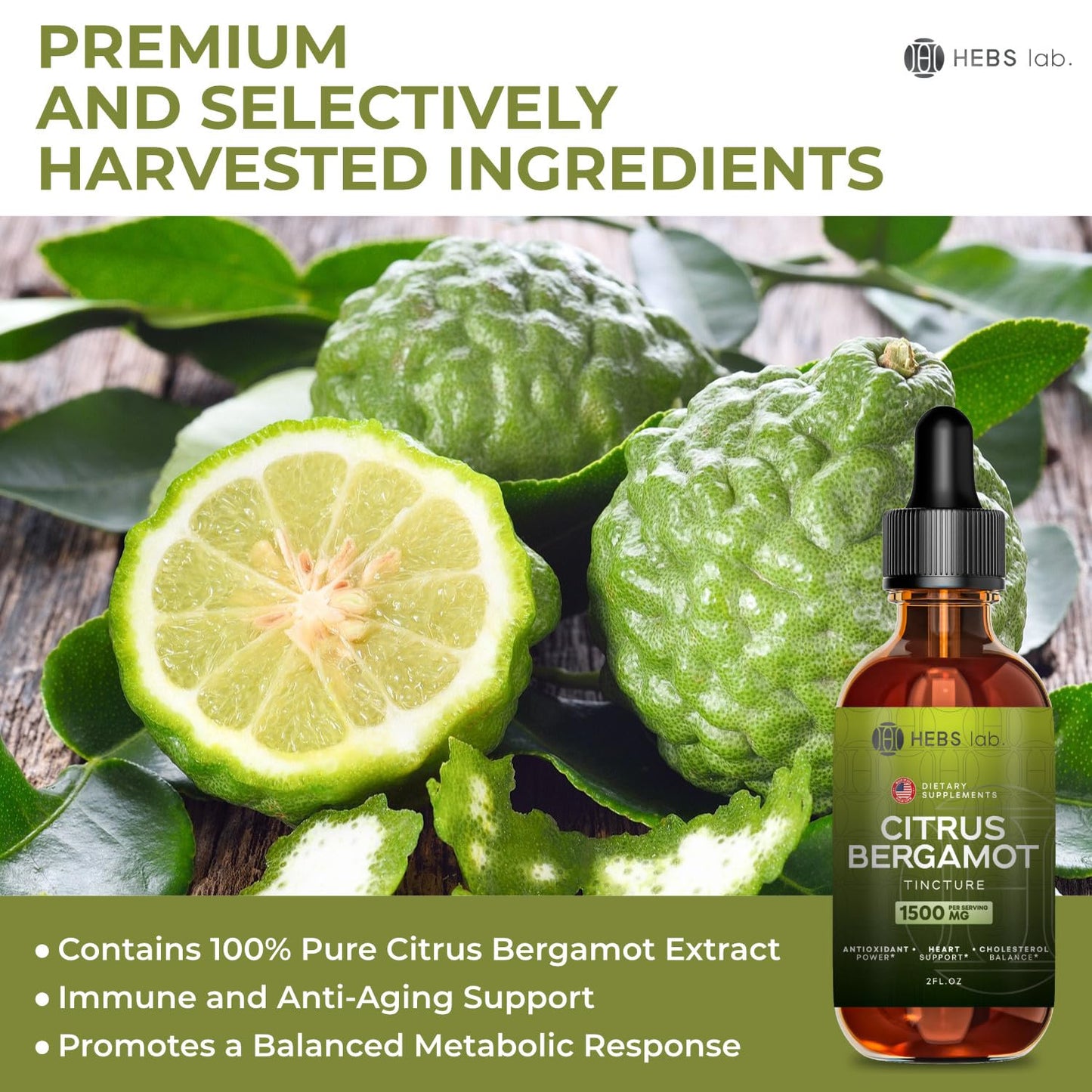 Citrus Bergamot Drops 2 oz - Made in USA | Natural Antioxidant & Heart Wellness