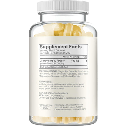 Quick Absorption CoQ10 400mg Capsules – Ubiquinone 400mg for Heart Health & Aging Support | Made in a cGMP US Lab