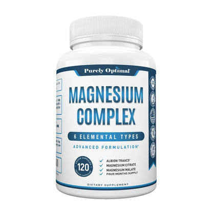 Purely Optimal Magnesium Complex — 6 Forms (Glycinate, Citrate & Malate) | Sleep, Stress & Muscle Support | 120 Caps