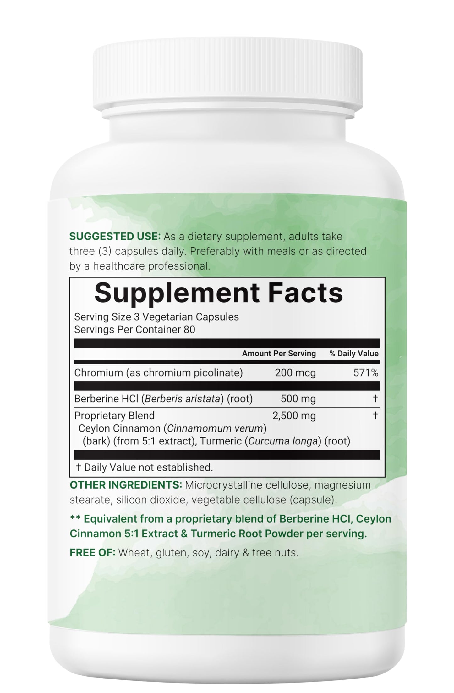 Berberine with Cinnamon, Chromium & Turmeric – 3,000mg (240 Veggie Caps)