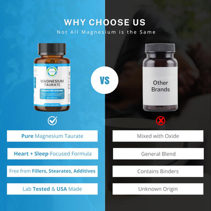 Magnesium Taurate 1500 mg – 90 Capsules | Sleep & Heart Health | 30-Day Supply