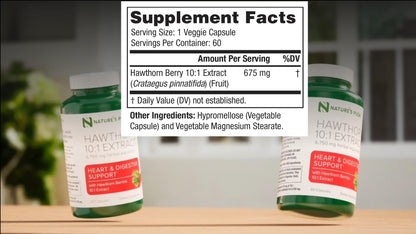 Super Potent Hawthorn Berry 10:1 Extract Capsules – Heart Health, Digestion & Glycemic Support | Non-GMO, Gluten Free, Vegan • USA (60 Count)