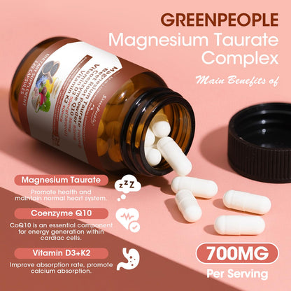 Magnesium Taurate Capsules 12-in-1 Complex – Heart & Immune Support, 120 Capsules