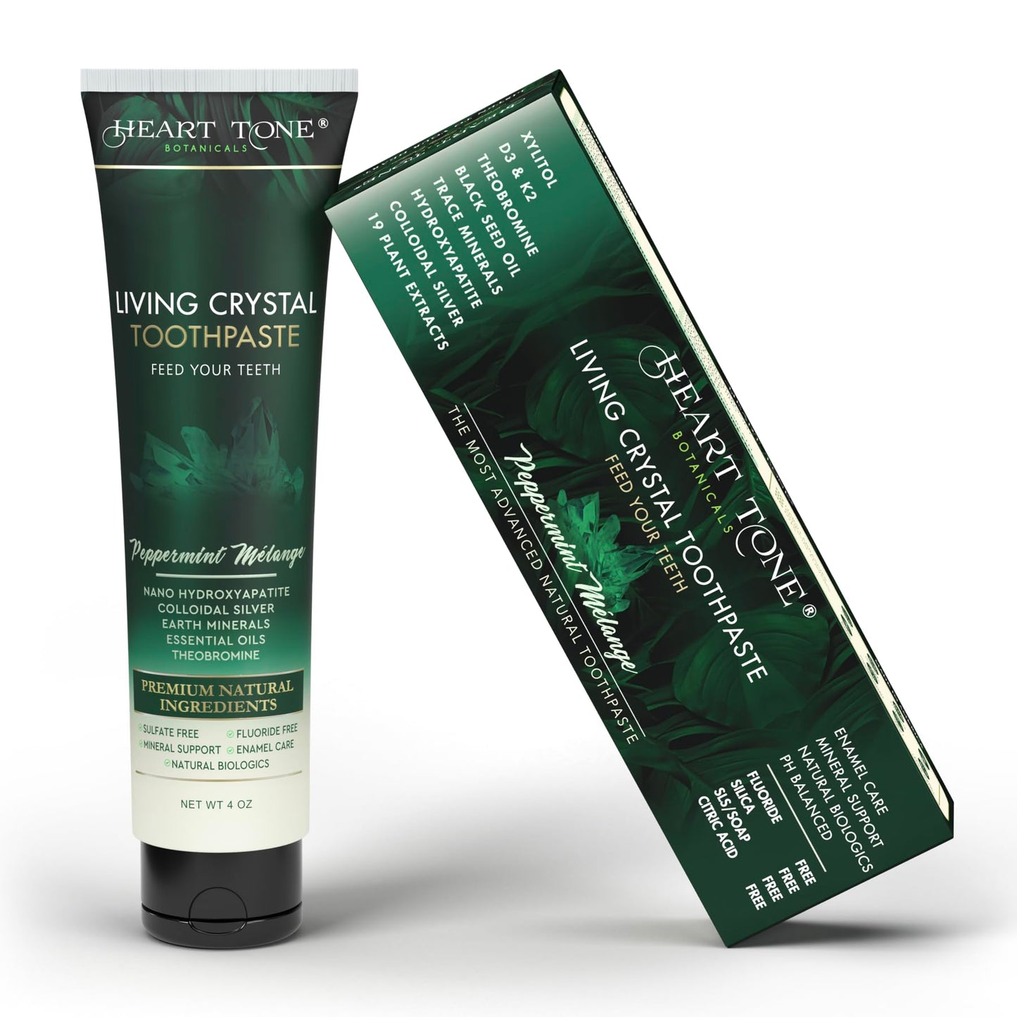 Heart Tone Botanicals Living Crystal Toothpaste - Fluoride Free & Remineralizing Nano Hydroxyapatite