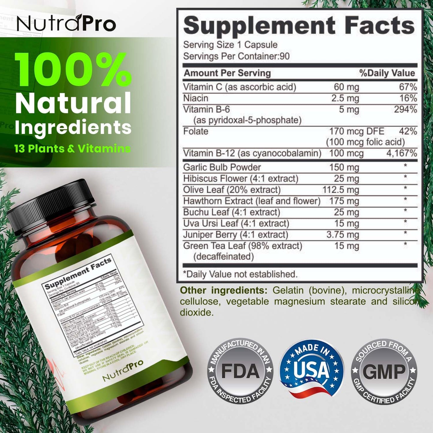 Heart Health Blood Pressure Support Supplement - Hawthorn Berry & Hibiscus for Healthy Circulation & BP