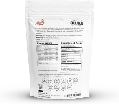 HEARTHY FOODS Collagen Powder 18g Protein - Halal, Grass-Fed, Organic, 16oz
