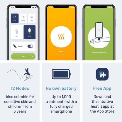 heat it - Smartphone-Powered Insect Bite Healer for iPhone 6s–14 | Chemical-Free Heat Relief