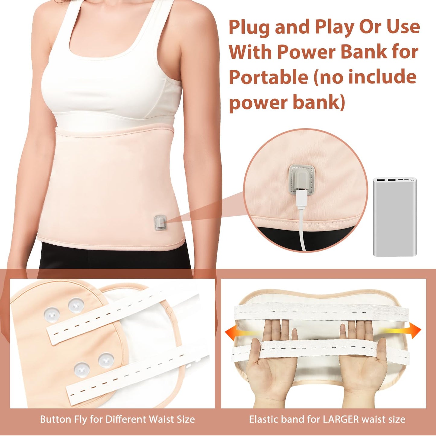Heated Castor Oil Pack Wrap – Organic Cotton Heating Pad with Water-Repellent Pads