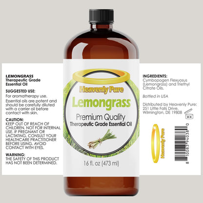 Heavenly Pure Lemongrass Essential Oil 16 oz (473 ml) – Aromatherapy & Personal Care