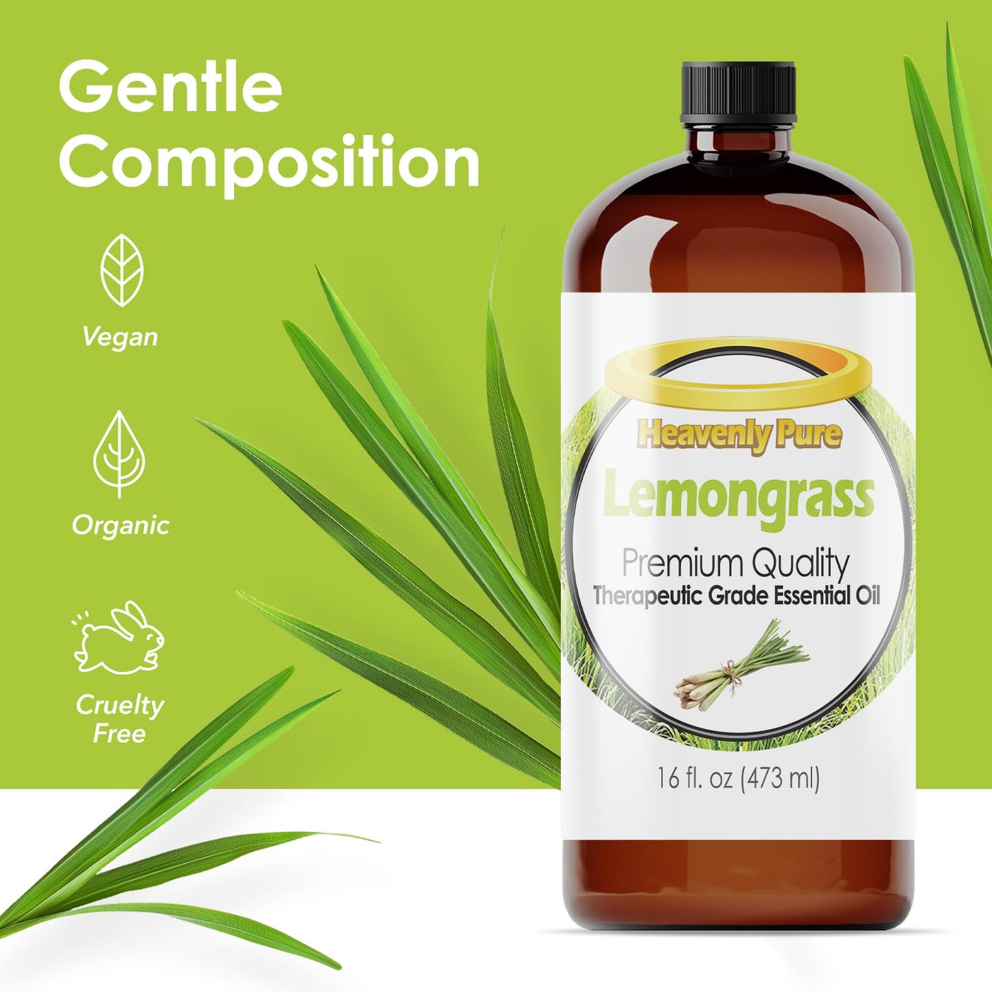 Heavenly Pure Lemongrass Essential Oil 16 oz (473 ml) – Aromatherapy & Personal Care