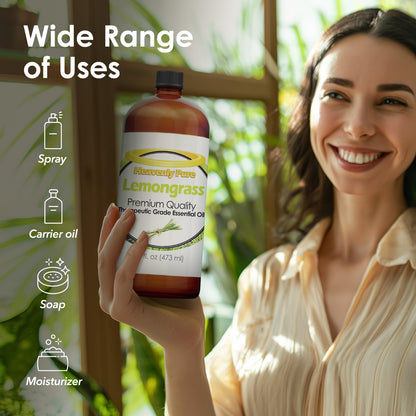 Heavenly Pure Lemongrass Essential Oil 16 oz (473 ml) – Aromatherapy & Personal Care